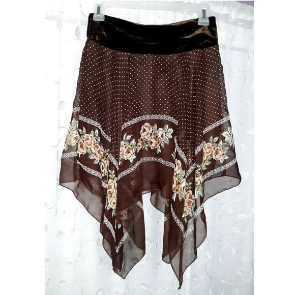 Vintage Dresses & Skirts - Vintage Hippie Boho Velvet Asymmetrical Skirt